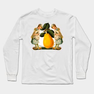 Little girl and the pear fruit Long Sleeve T-Shirt